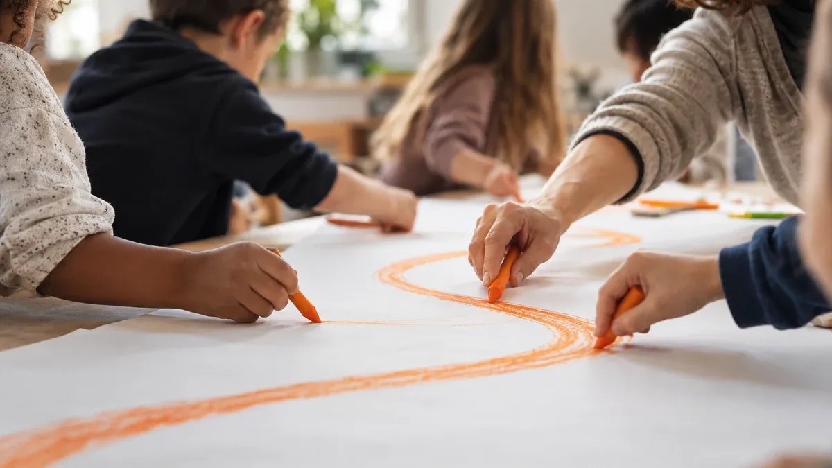 Photographie d'illustration générée par IA, sans texte, en lien avec : Action Éducation dévoile sa nouvelle campagne : “Action Éducation dessine un autre avenir”