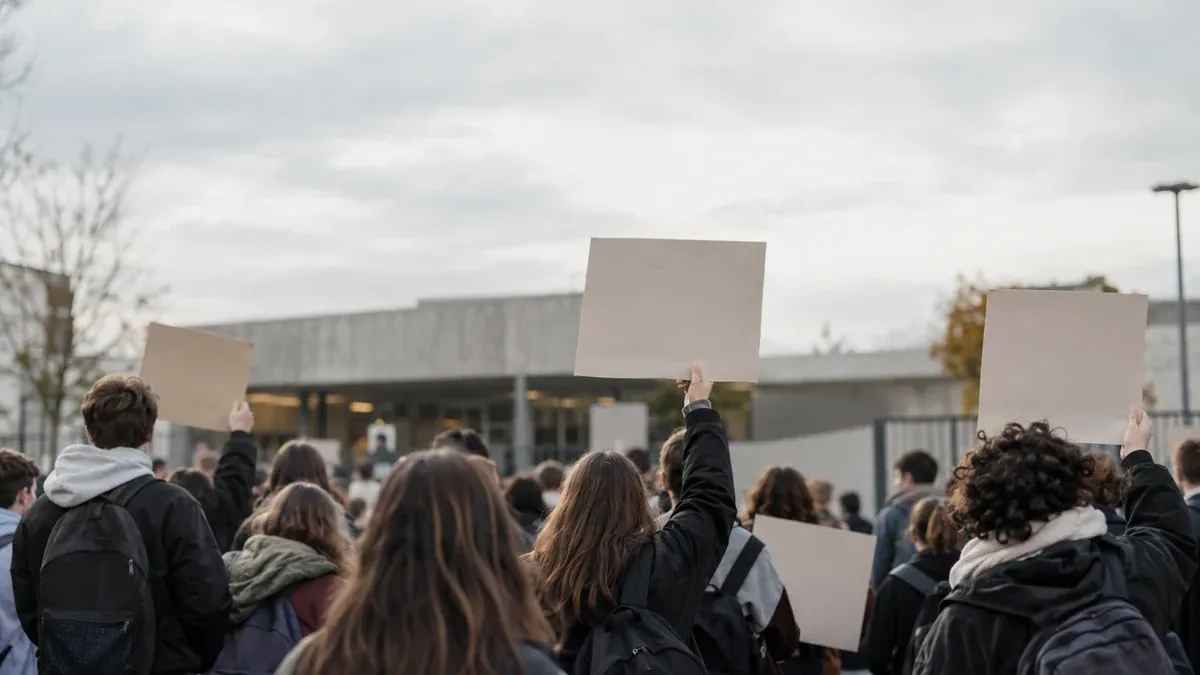 Photographie d'illustration générée par IA, sans texte, en lien avec : Communiqué : Mobilisation des lycéens et des lycéennes : Écouter, soutenir et faire confiance à la jeunesse