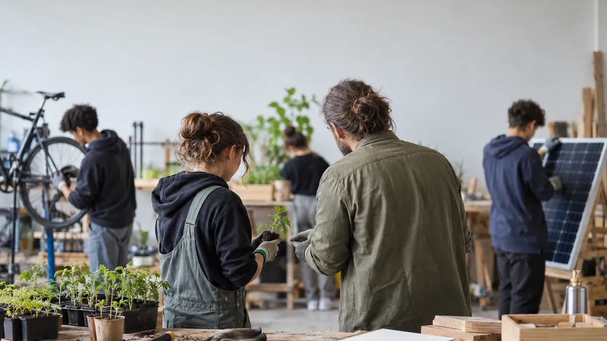 Photographie d'illustration générée par IA, sans texte, en lien avec : École ÊTRE : la transition écologique comme chemin de remobilisation