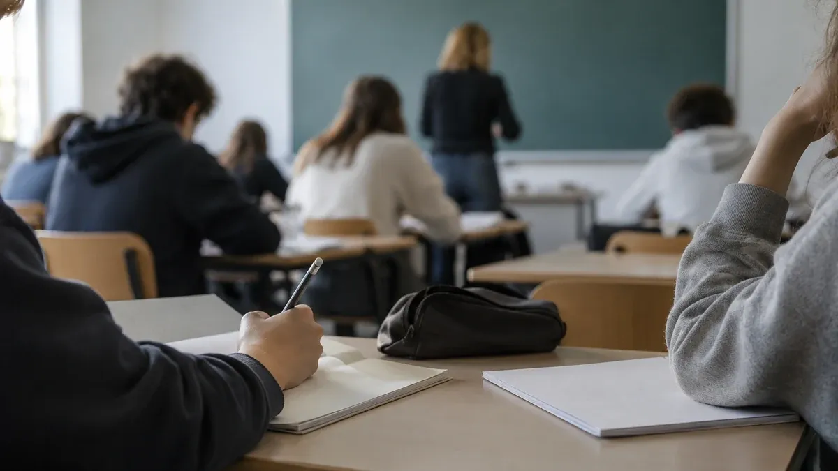 Photographie d'illustration générée par IA, sans texte, en lien avec : Enquête IFOP pour Ecolhuma : 40 ans après la promesse des « 80 % au bac », que peut encore promettre l’École a