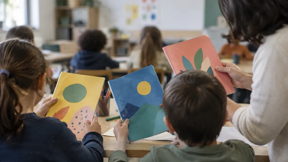 Photographie d'illustration générée par IA, sans texte, en lien avec : Les revues pour les classes de l'ICEM pédagogie Freinet