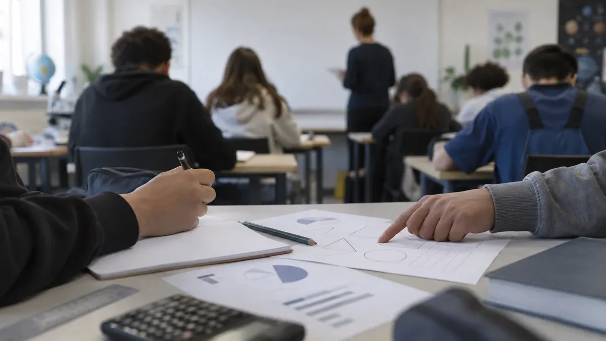 Photographie d'illustration générée par IA, sans texte, en lien avec : PISA 2025 : et les lycéens professionnels dans tout ça