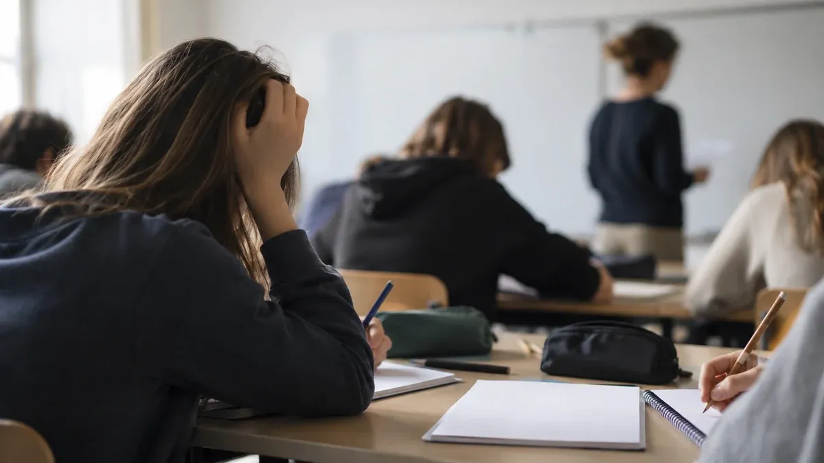 Photographie d'illustration générée par IA, sans texte, en lien avec : PISA 2025 : un recul des performances qui appelle à agir plus tôt