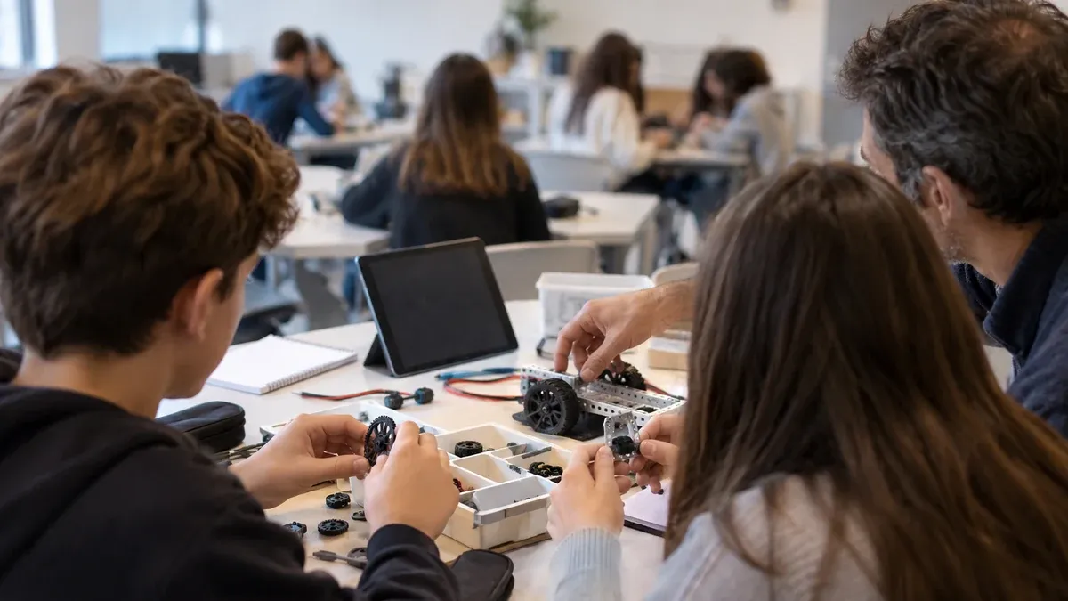 Photographie d'illustration générée par IA, sans texte, en lien avec : (Re)donner aux jeunes le goût des sciences : Une Newton Room temporaire installée au collège Maurice Barrès à