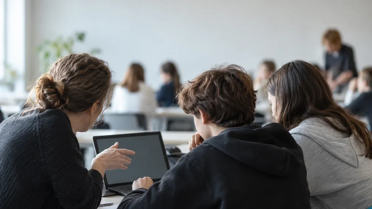 Photographie d'illustration générée par IA, sans texte, en lien avec : Une étude dans six lycées de Dijon sur la communication numérique scolaire