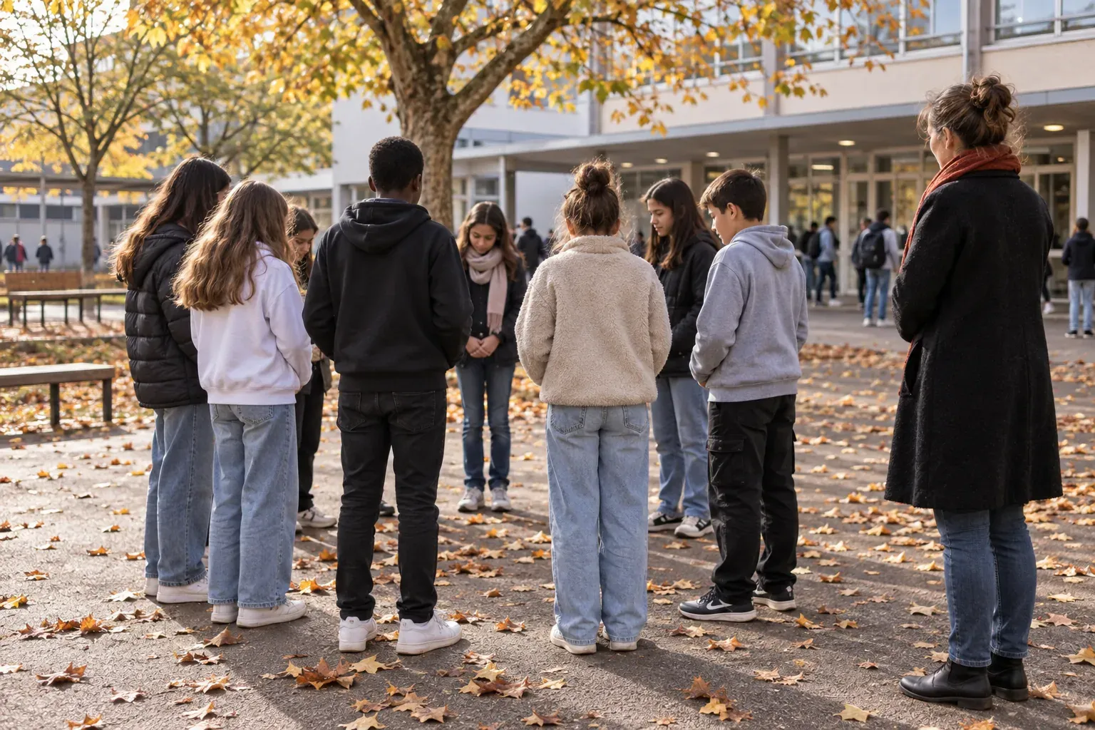 Photographie d'illustration générée par IA, sans texte, en lien avec : Journée nationale de lutte contre le harcèlement à l'école 2026