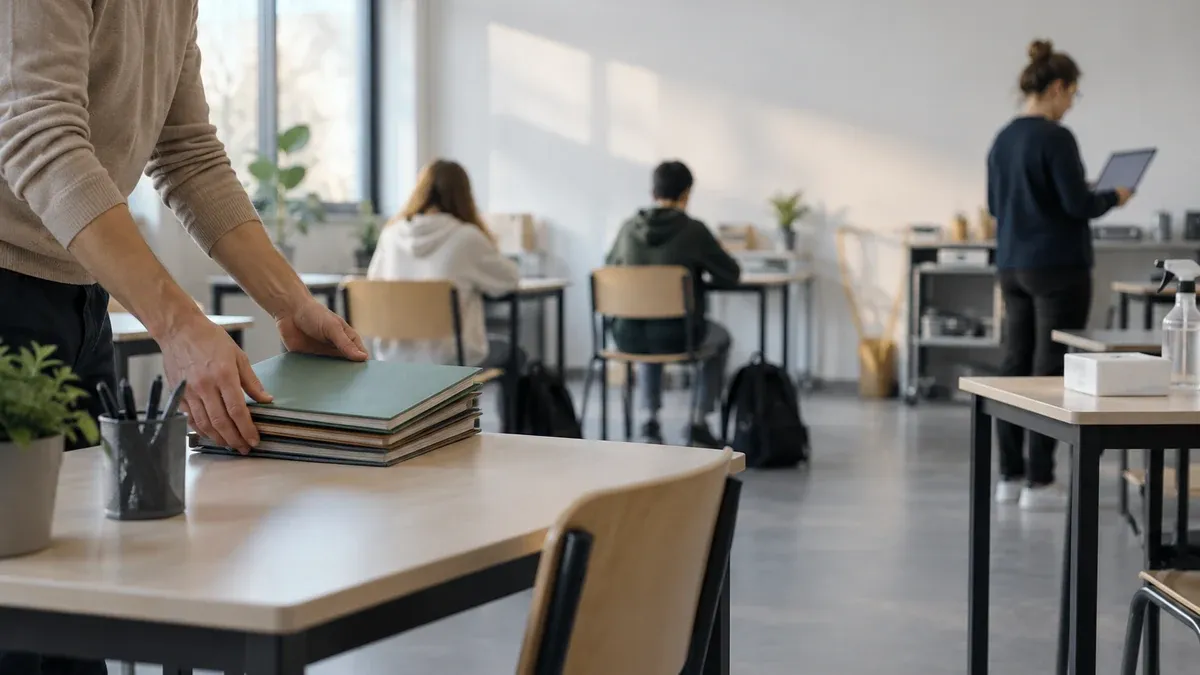 Photographie d'illustration générée par IA, sans texte, en lien avec : Budget 2027 de l’École : cinq priorités, des classes aux systèmes d’information