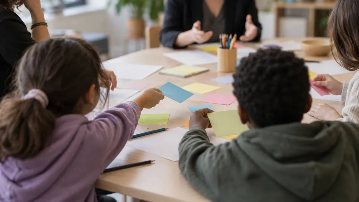 Photographie d'illustration générée par IA, sans texte, en lien avec : Des enfants consultés sur leur droit à une justice adaptée
