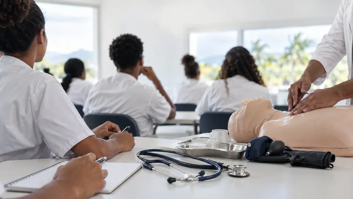 Photographie d'illustration générée par IA, sans texte, en lien avec : Des études médicales complètes désormais accessibles aux Antilles