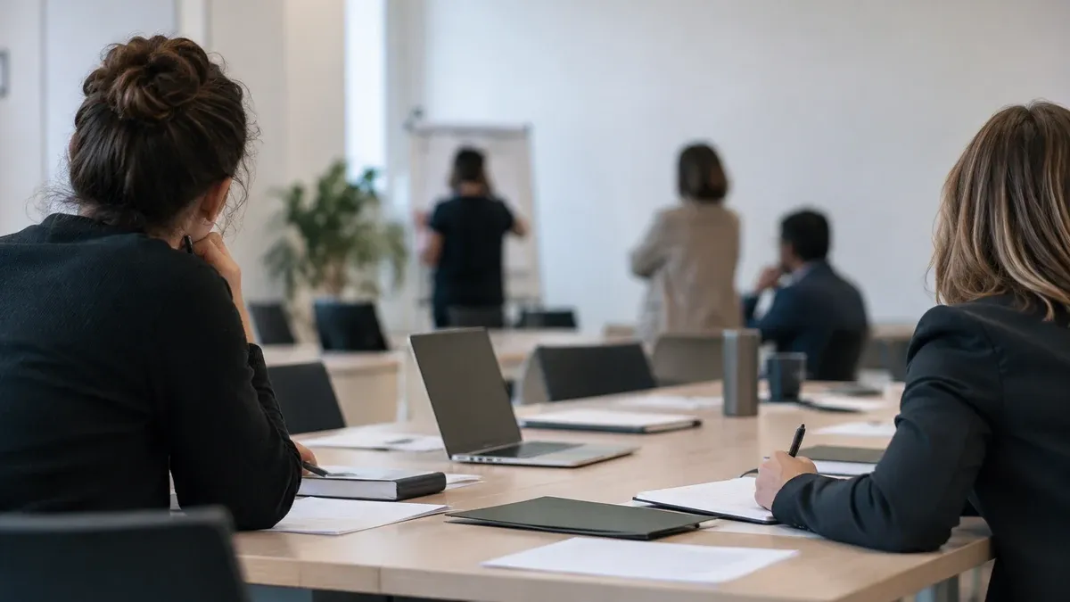 Photographie d'illustration générée par IA, sans texte, en lien avec : Le Grand Est suspend sa présence dans des instances emploi formation