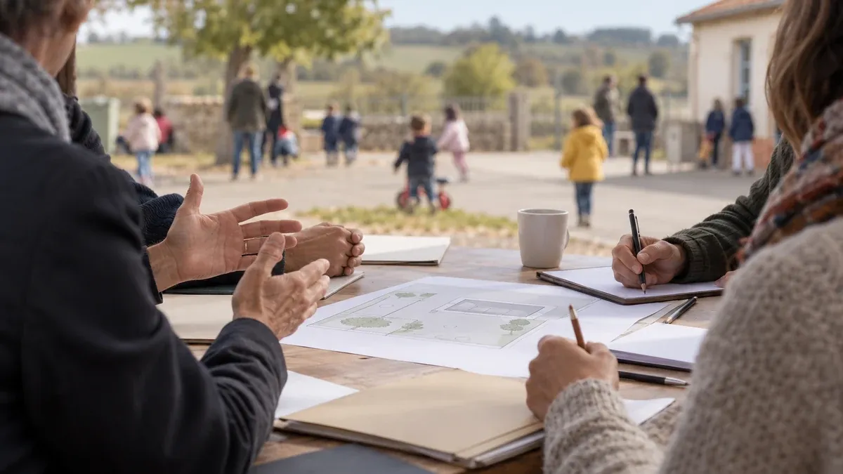 Photographie d'illustration générée par IA, sans texte, en lien avec : Les maires ruraux refusent que l’école rurale serve de variable d’ajustement