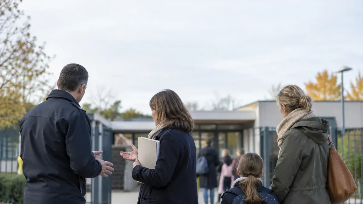 Photographie d'illustration générée par IA, sans texte, en lien avec : Mobilisation aux abords des écoles : Intérieur et Éducation font le point