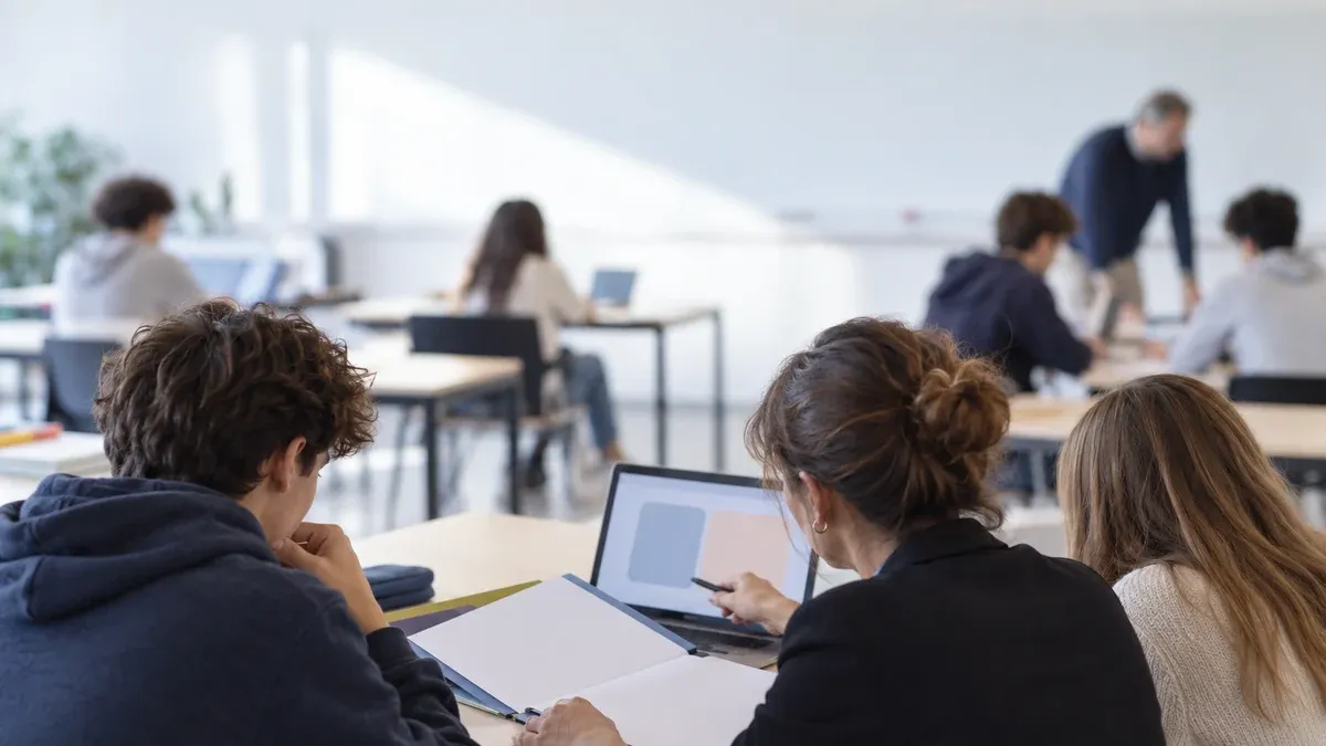 Photographie d'illustration générée par IA, sans texte, en lien avec : Parcoursup remplacé en 2028, classes de seconde plafonnées à 28