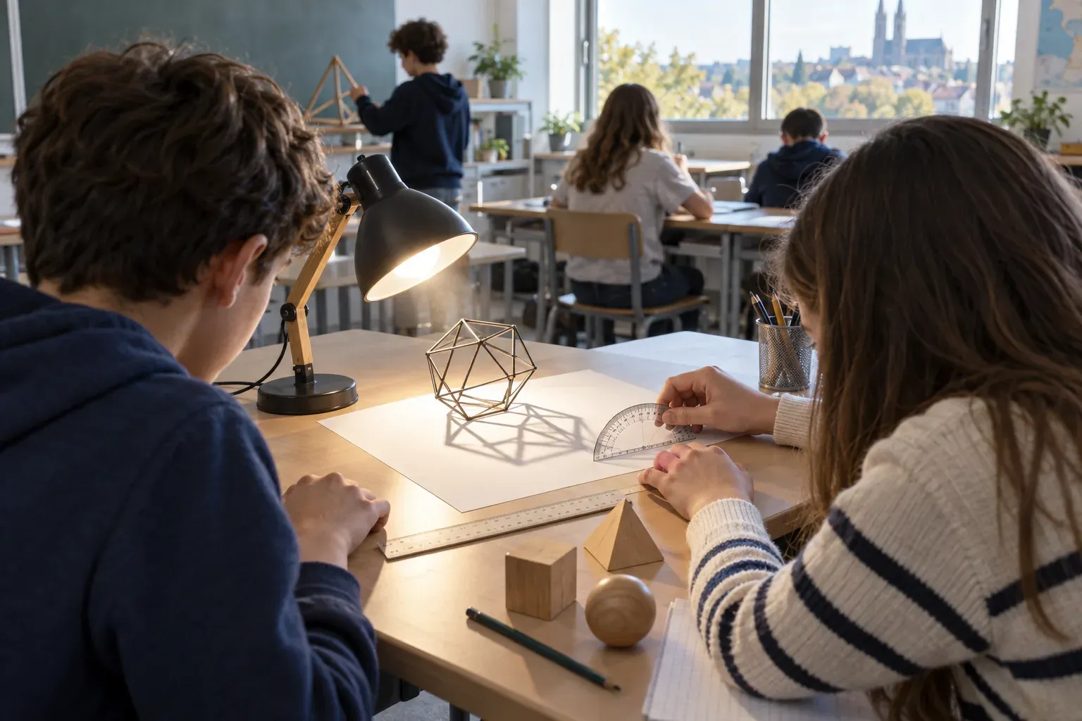 Photographie d'illustration générée par IA, sans texte, en lien avec : Semaine des mathématiques 2027 : « À la lumière des mathématiques »