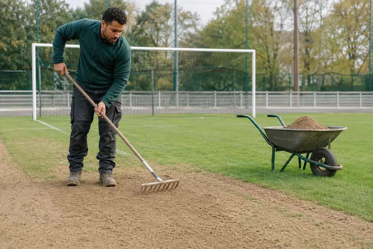 Jardinier paysagiste en terrain de sport