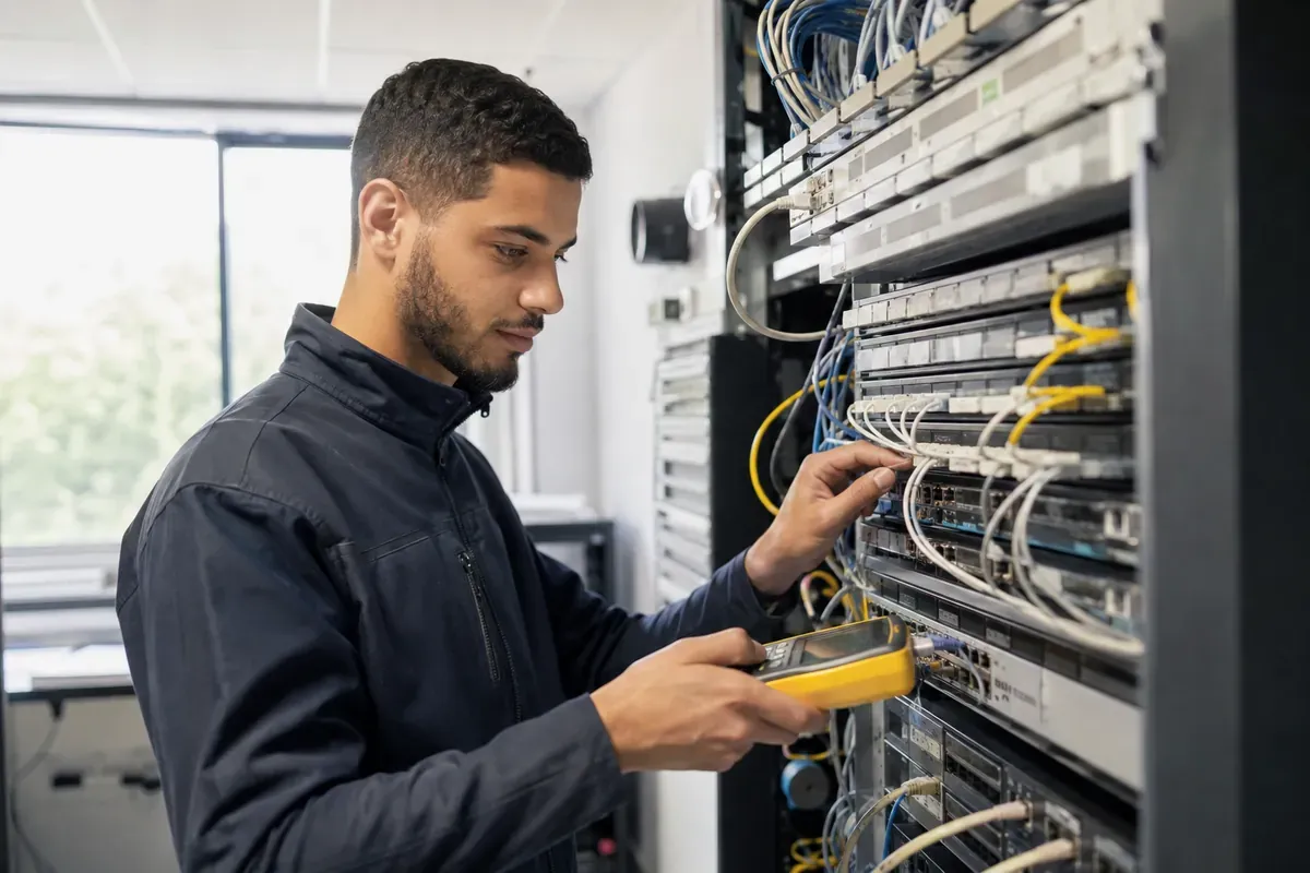Technicien d'installation de centrales téléphoniques