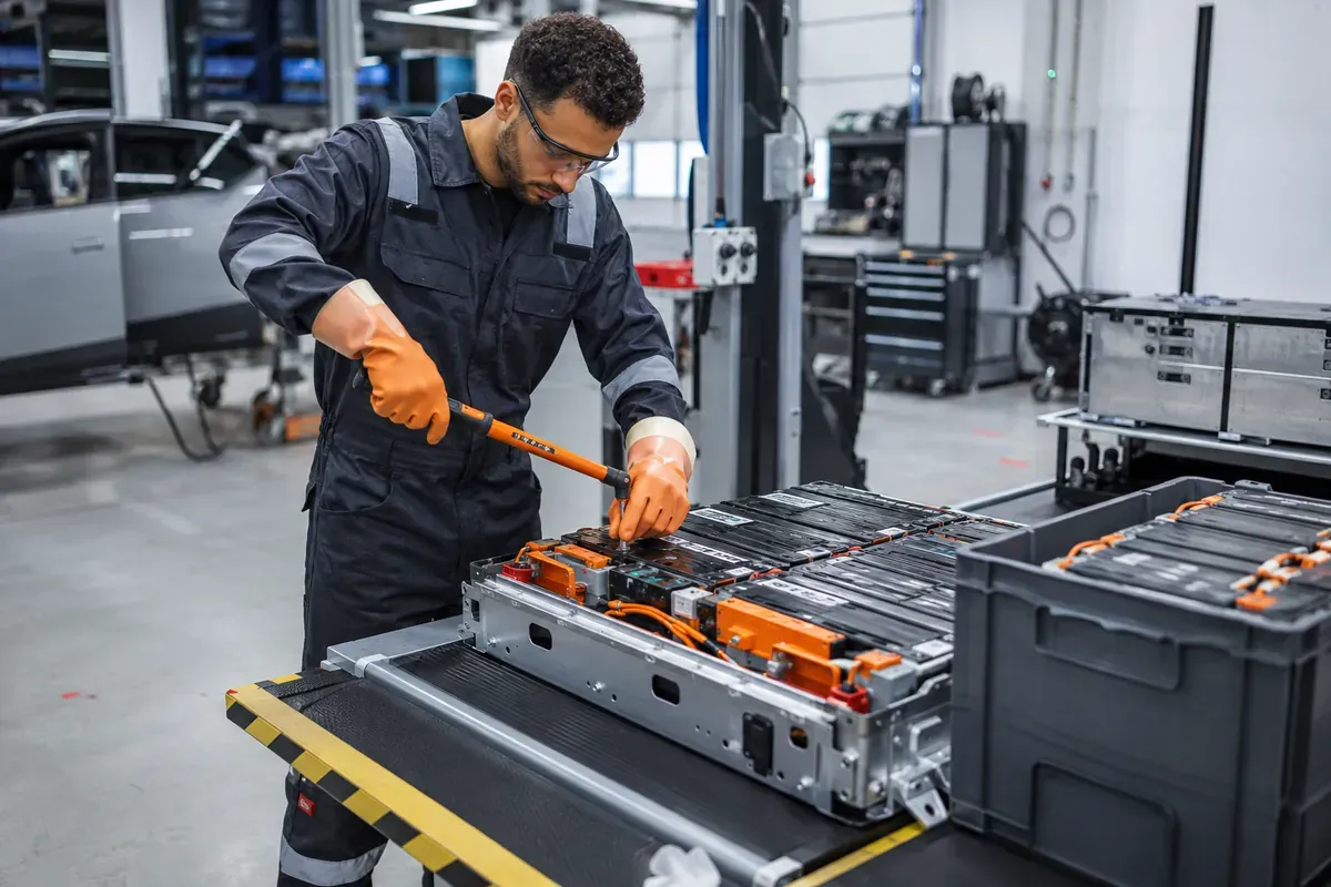 Technicien démonteur de batteries de véhicules électriques